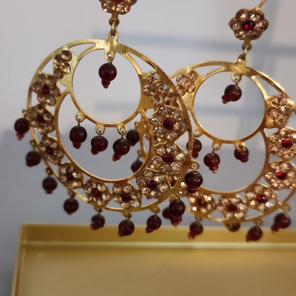 Ruby colored jhumkas